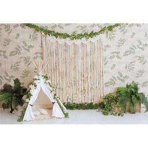 CICCO 7X5피트 야생 캠핑 배경 녹색 식물 보헤미안 커튼 흰색 텐트 사진 생일 테마 파티 베이비 샤워 사파리 장식 여자 소년 초상화 소품