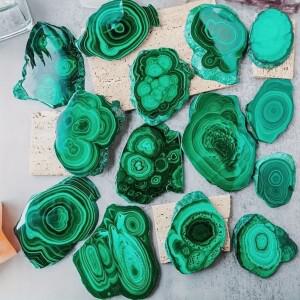 100g 천연 말라카이트 슬라이스 원석 스톤 소형 슬랩