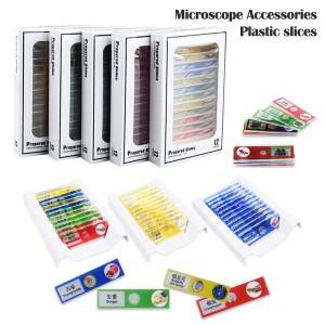 현미경 슬라이드 12 PC, 학생 무작위 스타일을 위한 플라스틱 생물 표본 과학 교육