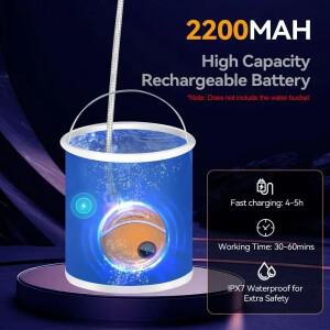 휴대용 캠핑 샤워 야외 실내 타입C 포트 충전식 전기 펌프 (하이킹, 집, 자동차, 강아지 목욕용)