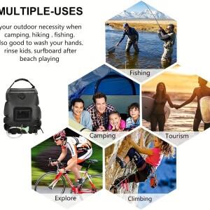 태양열 샤워 가방, 5갤런/20L 난방 프리미엄 캠핑 온수 온도 45 ° C 탈착식 호스 켜기/끄기 S