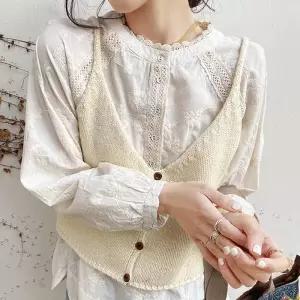 브이넥 니트 베스트 루즈핏 레이어드 뷔스티에 간절기 조끼