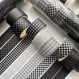 흑백 격자 무늬 및 종이 마스킹 테이프 8롤 DIY 사진 앨범 스크랩북 장식