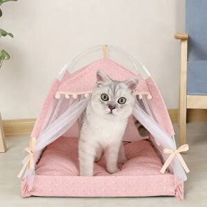 접이식 고양이 집 펫 텐트 브로큰 플라워 사계절 범용 및 강아지 둥지 여름 쿨 매트 야외 휴대용 통기성