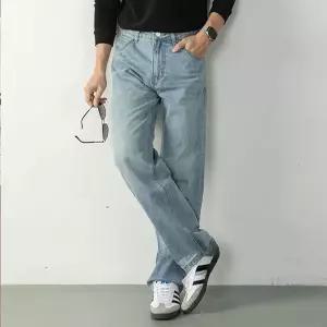 WL 화이트블럭 남자 테이퍼드 세미와이드 편한 워싱 데님청