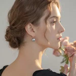 풀린 실버 925 클래식 고리 여성 진주 드롭 귀걸이 D136