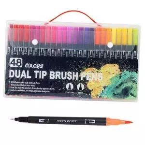 듀얼 브러쉬 펜 48색 붓펜 다용도 캘리그라피 미술용 채색용 학생용