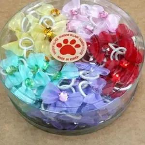 [반려] 망사 원큐빅 강아지 100개입 머리끈 1통