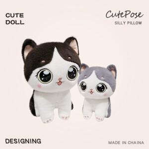 새로운 2가지 크기의 포근한 고양이 인형 힐링 시리즈 아이들의 친구 선물로 따뜻함과 평화를 선사합니다