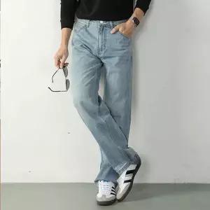 [오너클랜]WL 화이트블럭 남자 테이퍼드 세미와이드 편한 워싱 데님청