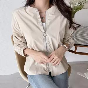 여성 허리스트링 노카라 집업 자켓 점퍼 11JK0118 빅사이즈 루즈핏 오버핏 봄 여름