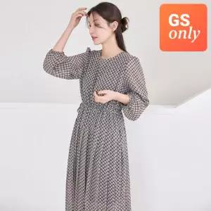 우먼피비지 (GS Only) 하늘하늘 쉬폰 패턴 플리츠 A라인 스트링 원피스_3color