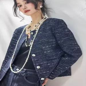 엘럽 여친 울 봄 프렌치 반짝이 코트 모피 실버 코튼 박템1