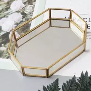 로에드 골드 미러 트레이 화장품 정리대 팔각 인테리어 엔틱 소품 보관함 화장대 수납 선반 M