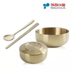 [무료배송] 키친아트 티타늄 이중식기세트 /수저+밥공기+국대접
