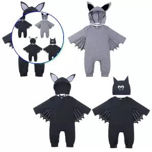 쌍문상회 지금 필요한 아기할로윈우주복 다크 베트 아동 모자세트 204510