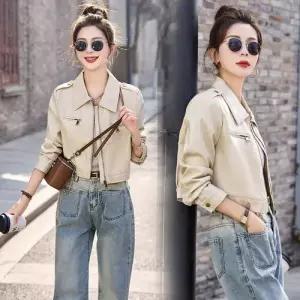 무천도사 여성 여자 봄 가을 코트 가죽무스탕 가죽 자켓 숏 라이더 PUKKE3