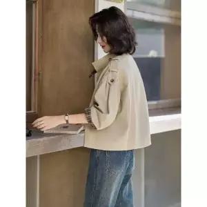 무천도사 여성용 여성 하프 가을 쇼트 블레이저 자켓 코트 체크 KKE3