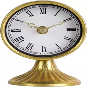 니키 홈 빈티지 테이블 시계 작은 책상 장식용 금색 선반 침실 거실 무음 배터리 작동