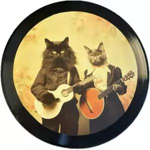 온 더 레코드 아트 월 데코 - 고양이 연주 악기 예술이 포함된 12인치 비닐 뮤직 음악 애호가와 위한
