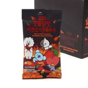 (튼튼)BT21 핫불닭맛 아몬드앤군옥수수 30g(1타 12개입)매운 간식 아몬드포 매운견과류 매운과자 견과류