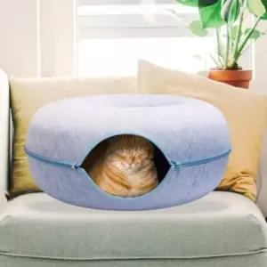 동굴하우스 지퍼 터널형 냥이도넛숨숨집 대형 파랑 고양이동굴