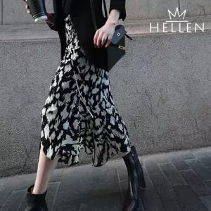 [헬렌] 레오파드 패턴 셔링 머메이드 치마 스커트 휴양지룩 뮤제트스커트 B-958