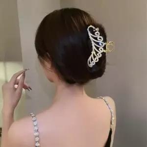 꼬임 헤어 헤어집게 진주집게핀 집게핀 긴머리 백조 메탈 골드 반머리 올림머리 긴머
