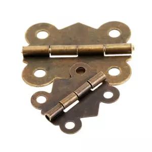 호환  12개 앤틱 청동 접이식 버튼 힌지 제 나비 힌지 나사 포함 인형의 집 DIY 공예품 나무 보석함 도구