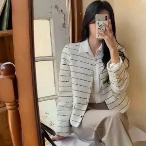 트위드셋업 라운드 트위 향기 넥 겨울 실 코트 체크무늬 스커트 가을 슈트 짧은 황금 투피스