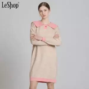 르샵 배색 카라 스트라이프 니트원피스