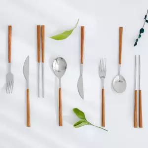 우드칼라 수저 포크 나이프 양식기 저분 커트러리세트 wbJ2+2SvV