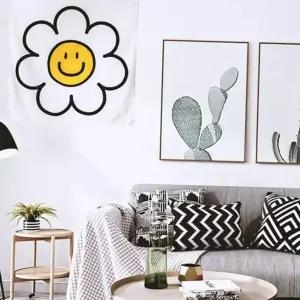 천 포스터 인테리어 포스터 감성 디자인 집꾸미기 스마일 플라워