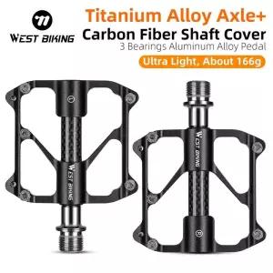 평페달 서쪽 자전거 초경량 페달 티타늄CR-MO 3 베어링 MTB 도로 미끄럼방지 레이싱