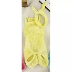 [반려] 스카프 나염 포함 1P 올인원 강아지 옐로우 점프수트