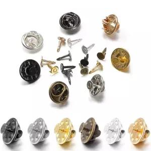 시침핀 3050100개 금속 잠금 핀 다시 브로치 배지 홀더 재료 옷 깃 공예