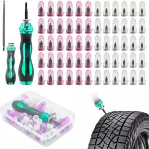 60 PCS 타이어 수리 고무 못 키트 진공 나사 플러그 자동차 트럭 오토바이 자전거 트랙터 펑크