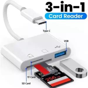 CF카드리더기 3-in-1 C 카드 판독기 마이크로 SD TF 메모리 iPhone 15 노트북 태블릿 OTG 변환기 외부 U 디