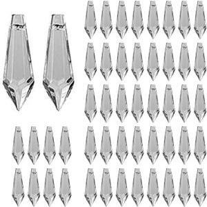 HDCrystalGIFTS 50pcs 38mm 샹들리에 크리스탈 고드름 프리즘 교체 드롭 램프 캔들 홀더 커튼 DIY 부품