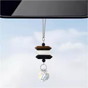 Gdnecad 크리스탈 걸이 자동차 참 귀여운 펜던트 백미러 힐링 스톤 보호 선 캐처 여성용 장식품 유니버설