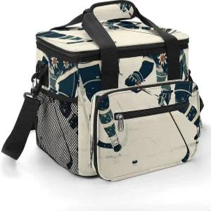 스하키 패턴 쿨러백 휴대용 단열 도시락 대용량 누수 방지 쿨러팩 피크닉 비치 하이킹 캠핑용 알루미늄