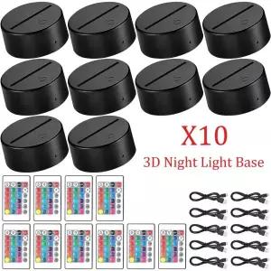 전등소켓 10개 3D LED 라이트 홀더 아크릴 보드 Ligh Base 16색 디 밍이 ABS USB 책상 램프 수직 스테이션