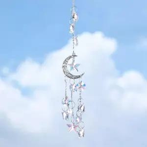 롤린 롤리 문 크리스탈 선캐처 작은 매달린 창문용 라이트 프리즘 크리스마스 결혼식 홈 가든 카 장식용