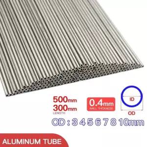 SUS파이프 알루미늄 파이프 04mm 두께 3-10mm OD 직선 300 500mm 긴 원형 6063 합금 튜브 벽