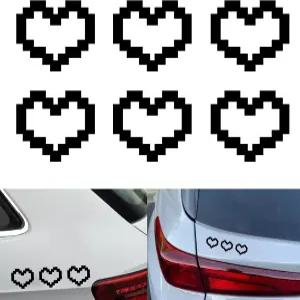 6개의 PCS 모자이크 하트 모양 픽셀 스티커 2.36인치 x 1.89인치 귀여운 자동차 장식 창문 개인 맞춤형
