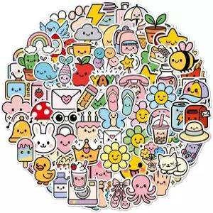 100 PCS 에스테틱 미니멀리스트 매트 비닐 스티커 소프트 컬러 콘 디자인 저널 플래너 문구 용품 물병