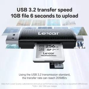 CF카드리더기 오리지널 렉사 USB 32 듀얼 슬롯 USB-A -C 메모리 카드 리더 205Mbs SD 마이크로SD TF