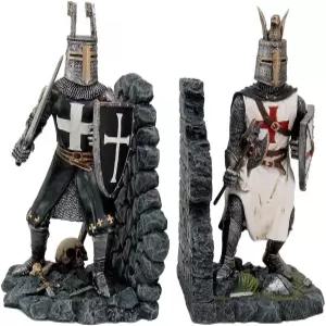 장식용 크루세이더 기사단 풀 아머 북엔드 세트 수집 가능한 피규어 7.5인치 높이