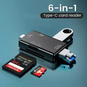 CF카드리더기 6 in 1 OTG SD 카드 리더기 USB20 Type-CTFSD 메모리 노트북 어댑터용 스마트