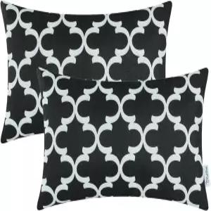 소파 홈 데코 모던 콰트레포일 액센트 기하학적 12 X 20 인치 블랙용 부드러운 캔버스 베개 2 개 세트